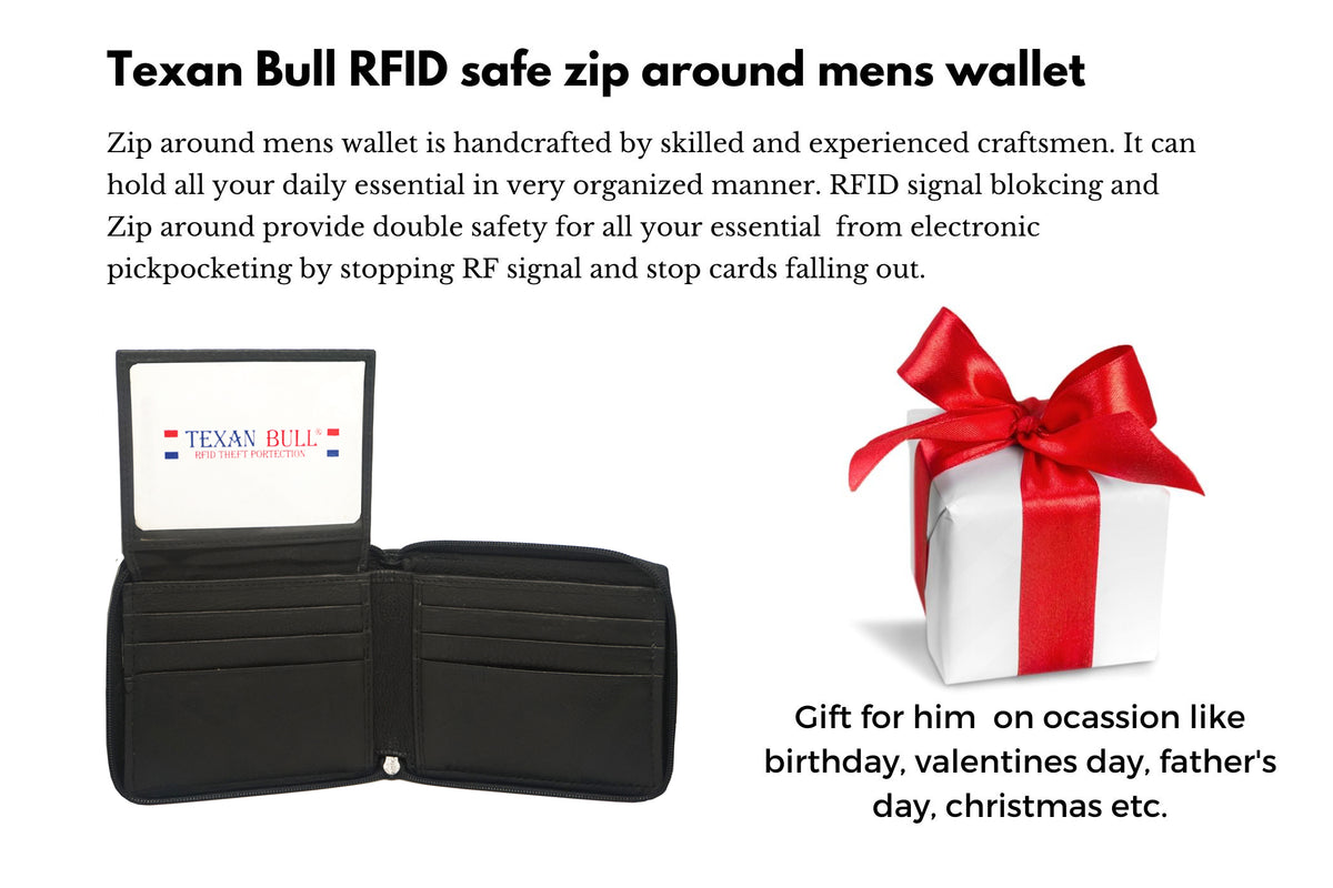 Bullz® RFID Zipper Mens Wallet RF5104