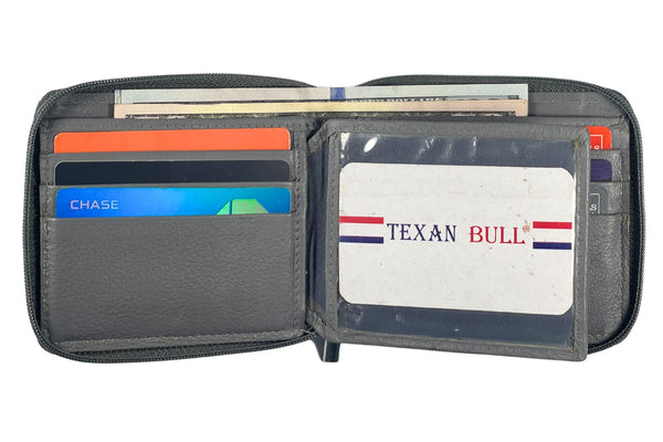 Bullz®  RFID Signal Blocking Zipper Mens Wallet TXB-RF5101